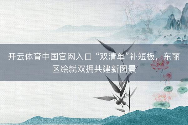 开云体育中国官网入口 “双清单”补短板，东丽区绘就双拥共建新图景