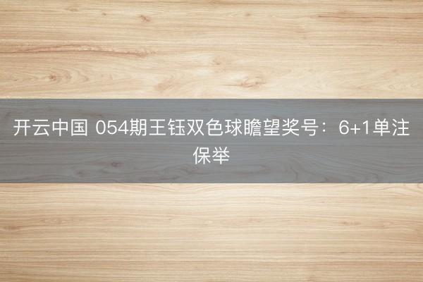 开云中国 054期王钰双色球瞻望奖号:6+1单注保举