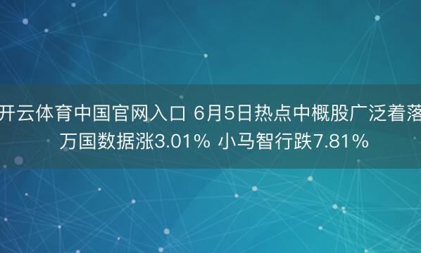 开云体育中国官网入口 6月5日热点中概股广泛着落 万国数据涨3.01% 小马智行跌7.81%