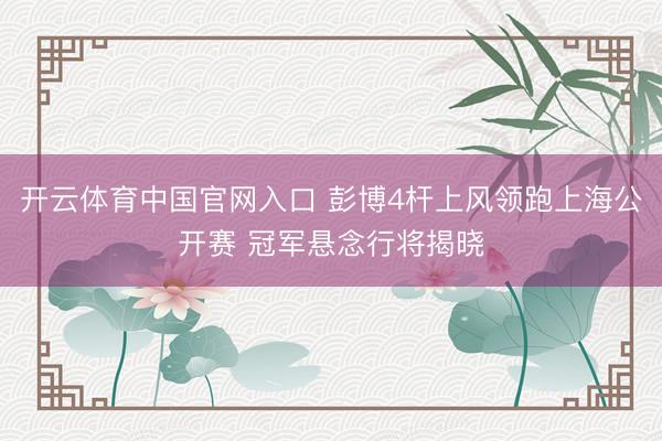 开云体育中国官网入口 彭博4杆上风领跑上海公开赛 冠军悬念行将揭晓