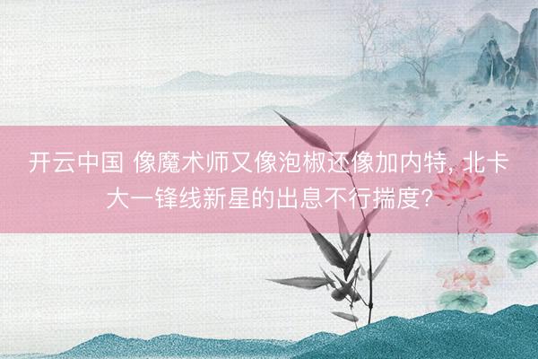开云中国 像魔术师又像泡椒还像加内特, 北卡大一锋线新星的出息不行揣度?